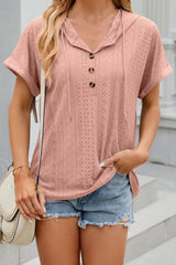 SOLID HOLLOW TOP WITH HOODED PINK 4PCS