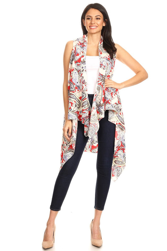 613 PAISLEY PRINT VEST WHITE