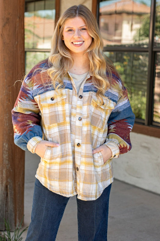 22059 AZTEC PLAID JACKET 3PCS