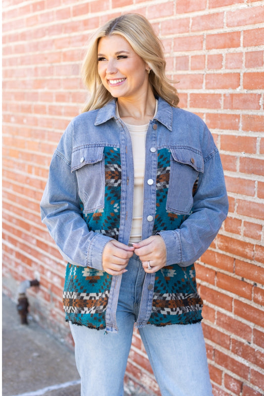 241125 DENIM WHIT WESTERN AZTEC JACKET BLUE 4PCS