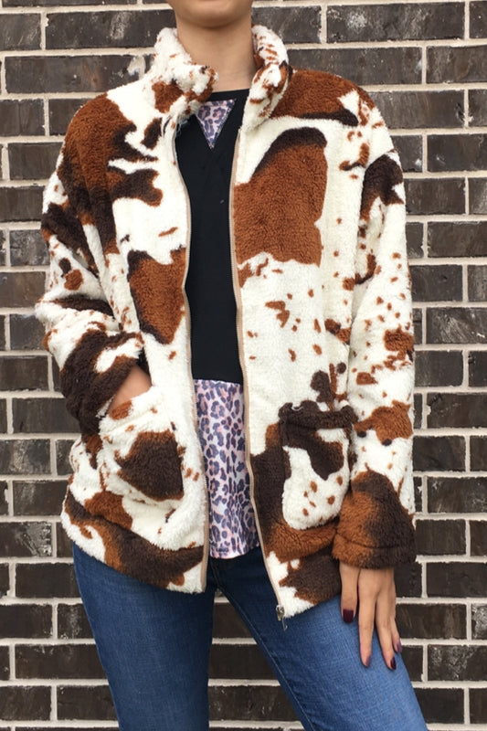 110 SERAPE COW PRINT JACKET BROWN 5PCS