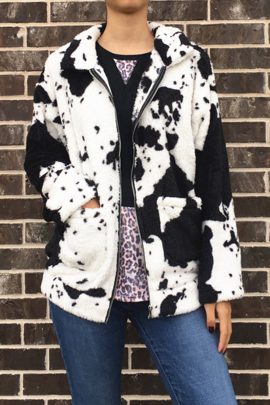 110 SERAPE COW PRINT JACKET BLACK 5PCS