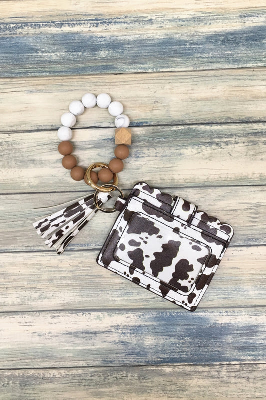 2639 SILICONE BEADED BRACELET CARD HOLDER KEYCHAIN