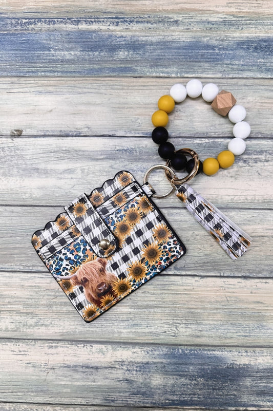 2635 SILICONE BEADED BRACELET CARD HOLDER KEYCHAIN