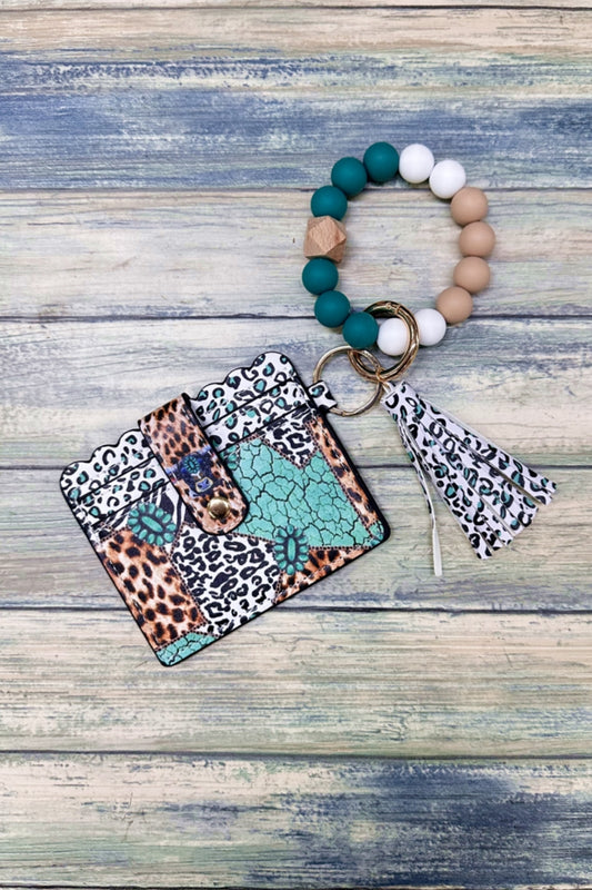 2637 SILICONE BEADED BRACELET CARD HOLDER KEYCHAIN