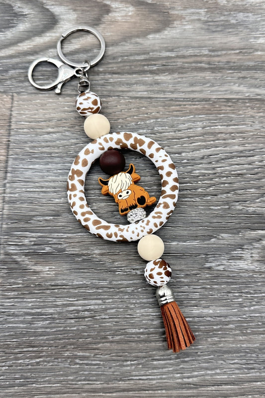 2679 HIGHLAND COW SILICONE BEADED KEYCHAIN