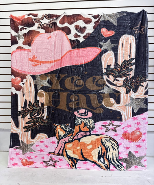 2612 COWGIRL WESTERN FLANNEL BLANKET