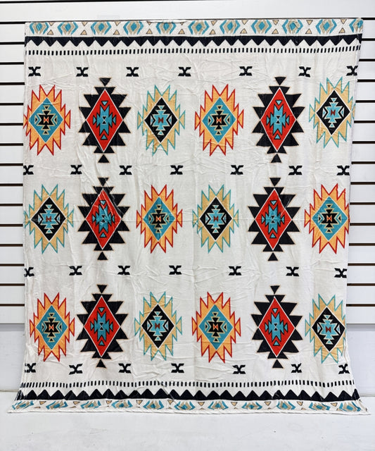2606 AZTEC WESTERN PRINT FLANNEL BLANKET