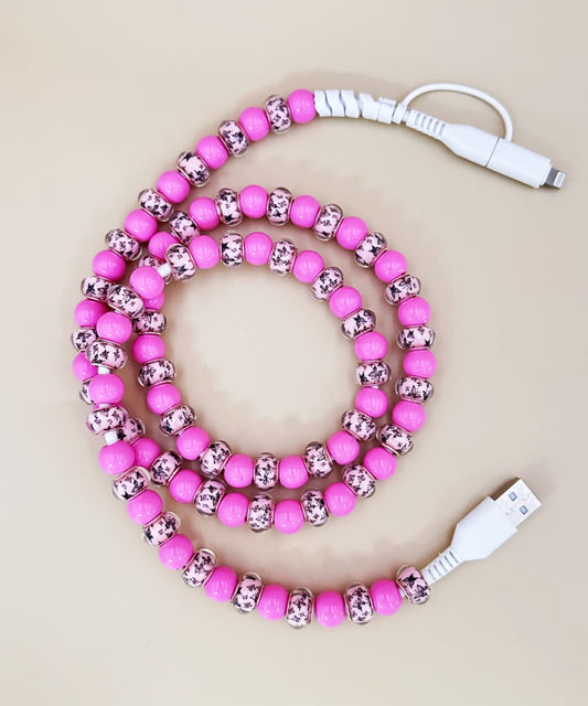 26102 BEADED PHONE CHARGING CABLE 2-IN-1