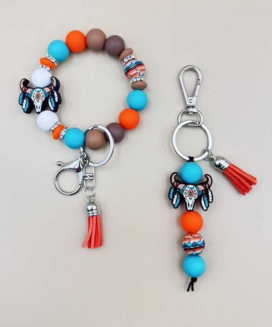 2681 SILICONE BEADED BRACELET & KEYCHAIN 2PCS