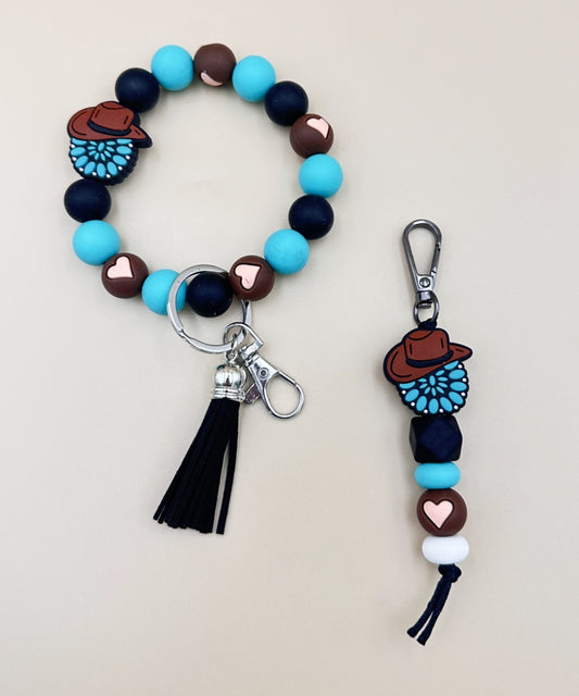 2682 SILICONE BEADED BRACELET & KEYCHAIN 2PCS