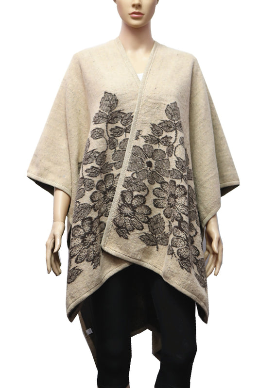 327 FLORAL PRINT SHAWL BEIGE