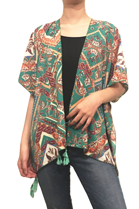 2174 PAISLEY PRINT KIMONO GREEN