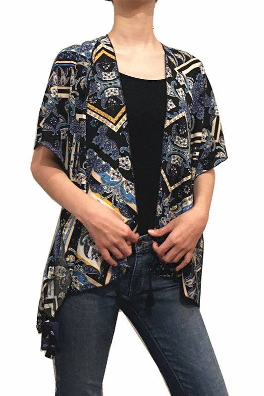 2174 PAISLEY PRINT KIMONO BLACK