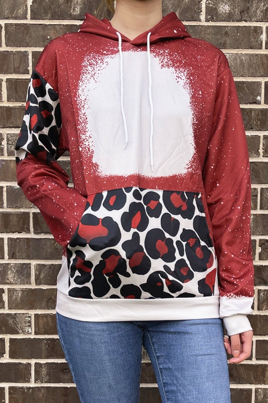9472 LEOPARD PRINT BLANK HOODIE TOP 6PCS