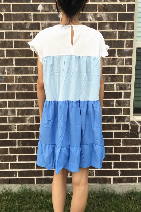 1001 COLOR BLOCK DRESS BLUE 6PCS – DSWholesale