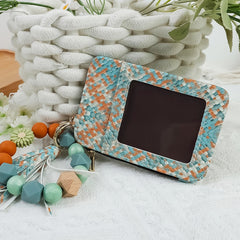 2652  SILICONE BEADED BRACELET CARD HOLDER KEYCHAIN GREY