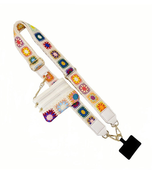 2691 HANDBAG STRAP ZIPPER POUCH PHONE HOLDER WRIS WHITE