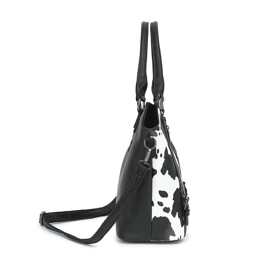 2630 COW CROSS BAG CLUTCH PURSE SET BLACK