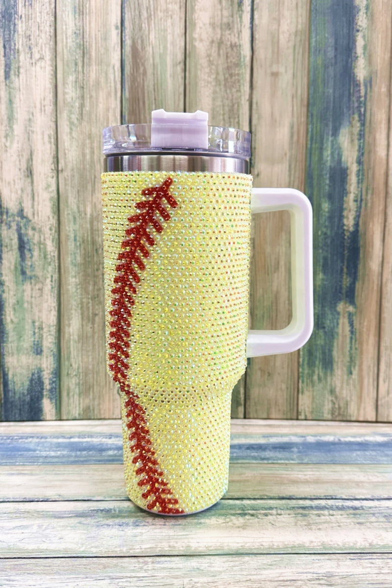 2666 SOFTBALL RHINESTONE INSULATED TUMBLERS 40oz