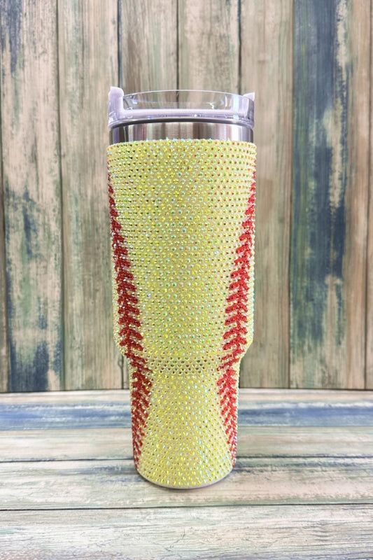 2666 SOFTBALL RHINESTONE INSULATED TUMBLERS 40oz