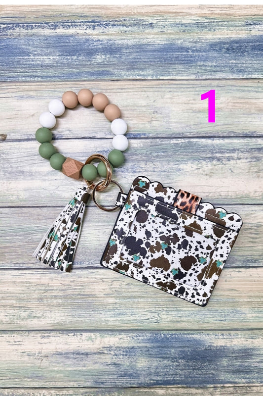 2633  SILICONE BEADED BRACELET CARD HOLDER KEYCHAIN