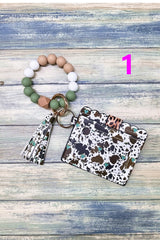 2633  SILICONE BEADED BRACELET CARD HOLDER KEYCHAIN