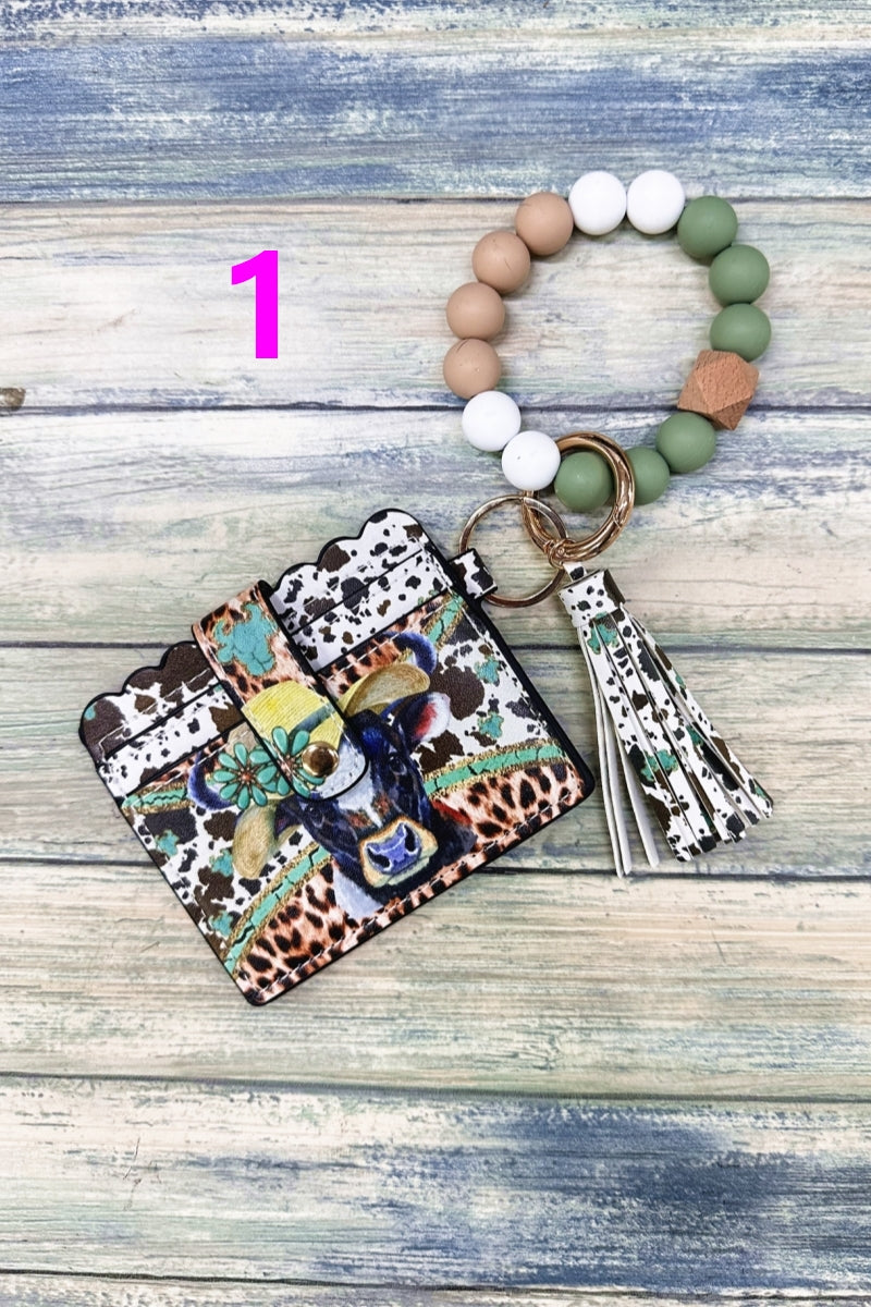 2633  SILICONE BEADED BRACELET CARD HOLDER KEYCHAIN