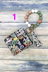 2633  SILICONE BEADED BRACELET CARD HOLDER KEYCHAIN