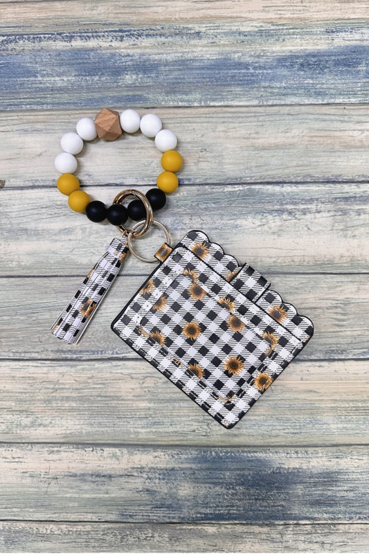 2635  SILICONE BEADED BRACELET CARD HOLDER KEYCHAIN