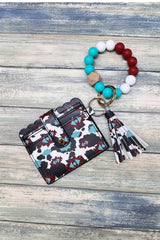 2636  SILICONE BEADED BRACELET CARD HOLDER KEYCHAIN