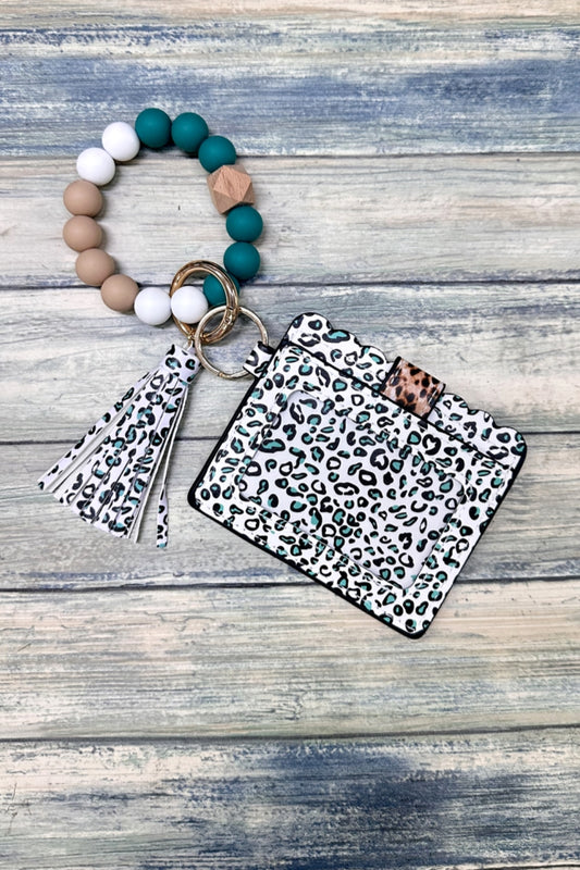 2637  SILICONE BEADED BRACELET CARD HOLDER KEYCHAIN