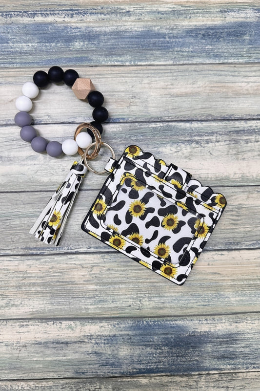 2638  SILICONE BEADED BRACELET CARD HOLDER KEYCHAIN