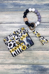 2638  SILICONE BEADED BRACELET CARD HOLDER KEYCHAIN