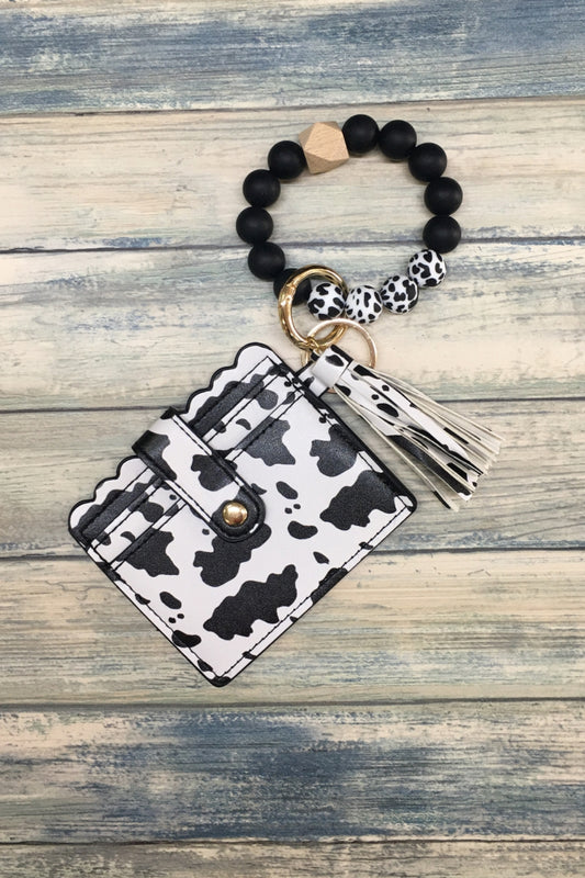 2639  SILICONE BEADED BRACELET CARD HOLDER KEYCHAIN