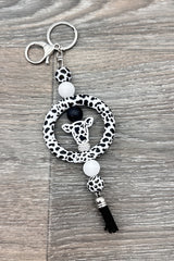 2673 WESTERN COW LEOPARED SILICONE BEADED KEYCHAIN