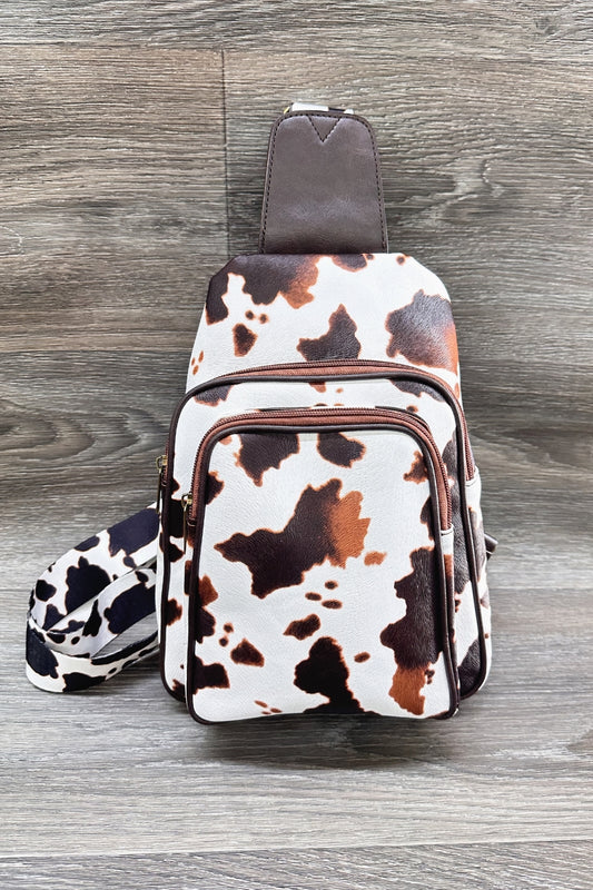 2620 COW PRINT CROSSBODY SLING BAG PURSE