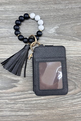 2651  SILICONE BEADED BRACELET CARD HOLDER KEYCHAIN