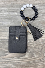 2651  SILICONE BEADED BRACELET CARD HOLDER KEYCHAIN