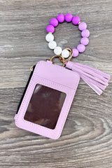 2651  SILICONE BEADED BRACELET CARD HOLDER KEYCHAIN