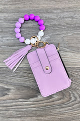 2651  SILICONE BEADED BRACELET CARD HOLDER KEYCHAIN