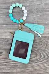 2651  SILICONE BEADED BRACELET CARD HOLDER KEYCHAIN