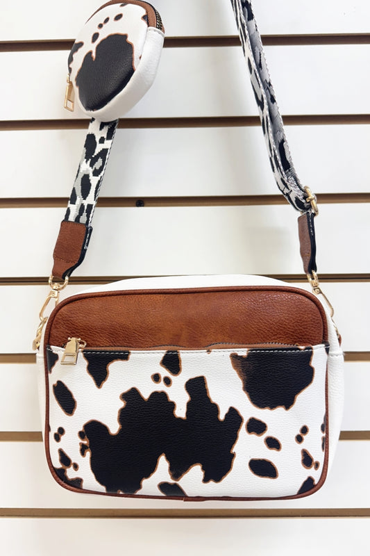 2619 COW PRINT HANDBAG WIHT COIN PURSE