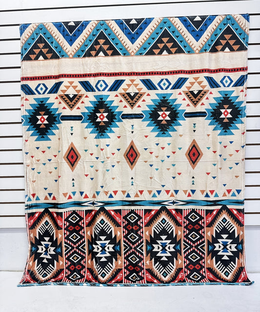 2602 AZTEC WESTERN PRINT FLANNEL BLANKET