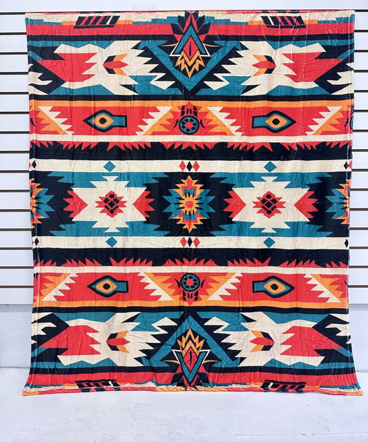 2601 AZTEC WESTERN PRINT FLANNEL BLANKET