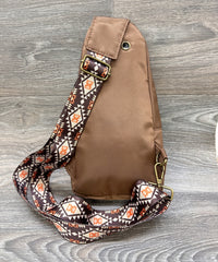 2627 AZTEC PRINT CROSSBODY SLING BAG PURSE