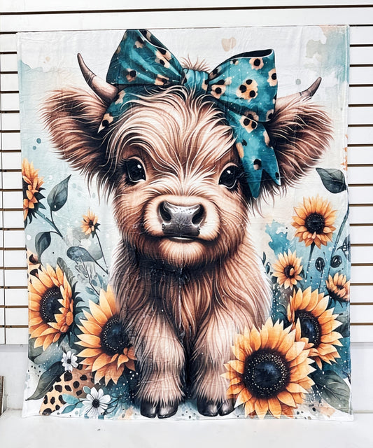 2610 HIGHLAND COW WESTERN FLANNEL BLANKET