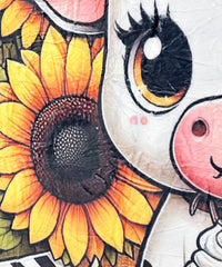2611 COW SUNFLOWER PRINT WESTERN FLANNEL BLANKET