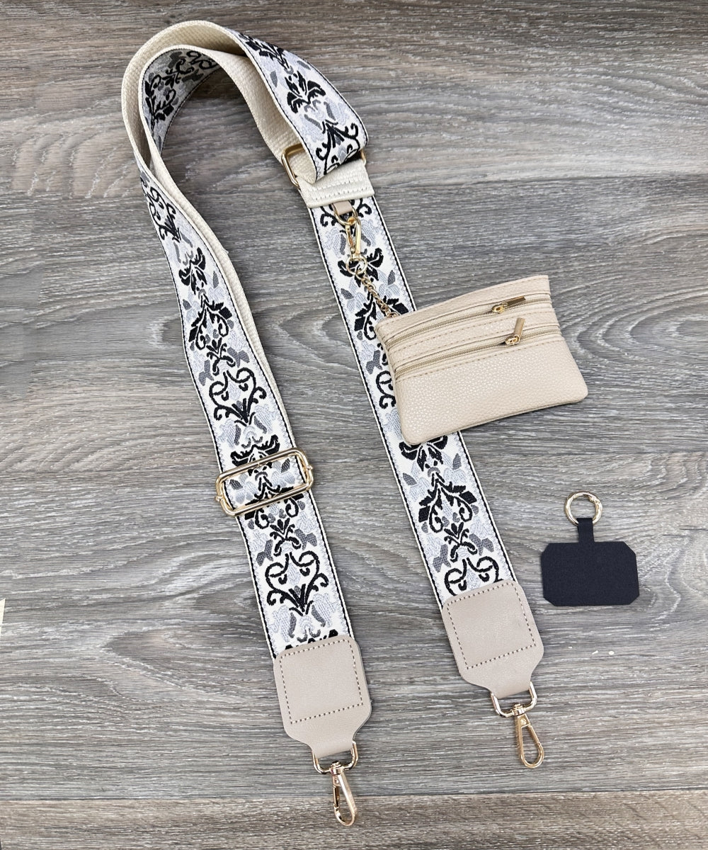 2690 HANDBAG STRAP ZIPPER POUCH PHONE HOLDER GREY