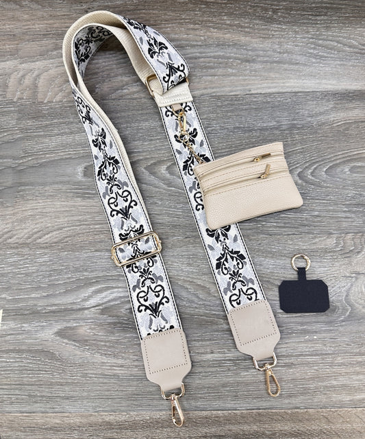 2690 HANDBAG STRAP ZIPPER POUCH PHONE HOLDER GREY